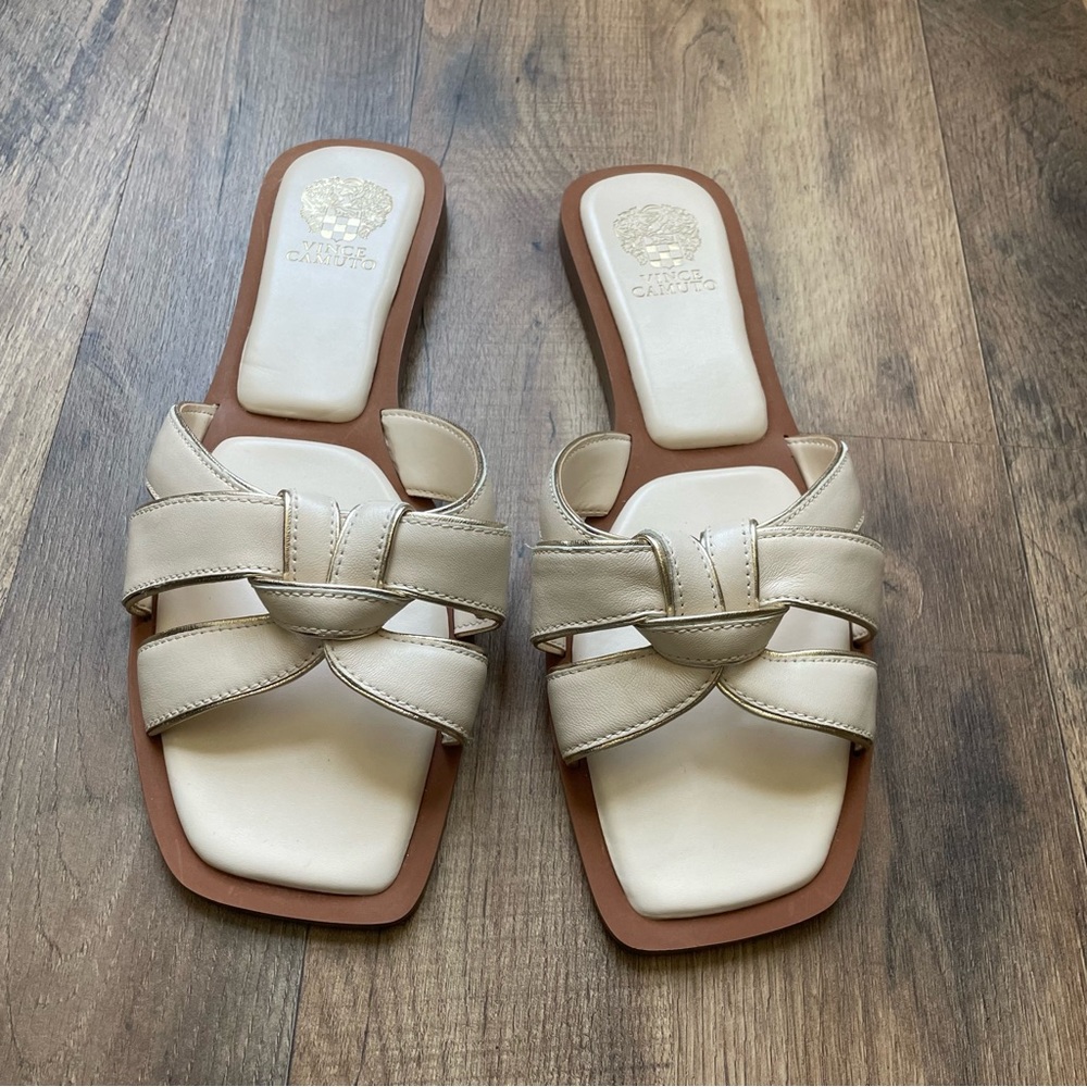 Vince Camuto Barcellen Knotted Cream Slide Sandals